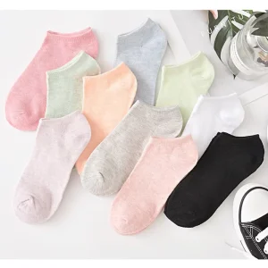 Cotton Dress Socks for Women Breathable Knitted Ankle Socks with Cute Style Candy Color