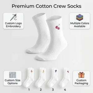 Cotton Embroidered Sports Socks Custom Design Breathable Gym Running Athletic Socks