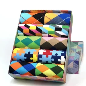 Cotton High Quality Men Custom Logo Socks Casual Color Puzzle Fashion Socks Business Party Dress Cotton Socks for Men