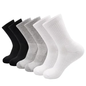 Cotton Socks Solid Color Sports Socks Medium Tube Breathable Wear-resistant Men’s Basketball Running Socks