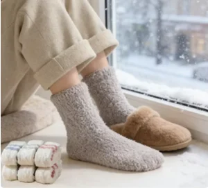 Cozy Mens Winter Socks Insulated Fleece Thermal Anti Pilling Crew Casual Custom