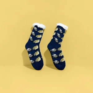 Cozy Plush Solid Color Sleep Socks for Adult Women