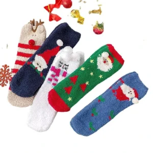 Cozy Winter Knitted Eco Friendly Anti Bacterial Bed Floor Socks Cute Fluffy Christmas Gifts Women Breathable Crew