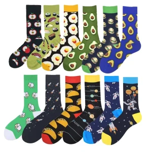 Craz Fruit Food Colored Polka Dot Fstripes Socks Funny Casual Cotton Socks for Mens