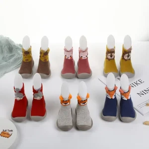 Creative Animal Print Giraffe Design Children’s Toddler Shoes Non-slip Soft Sole Infant Mid-top Floor Socks