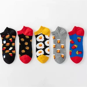 Creative Colorful Cotton Ankle Socks Summer Cotton Low Cut Socks Funny Fruit Food Patterns Casual Socks
