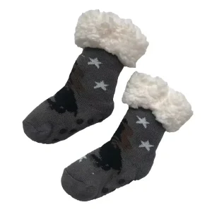 Crew Animal Print Sherpa Fleece Anti Slip Thermal Socks