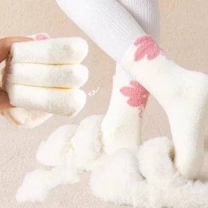 Crew Anti-Slip Fashion Cute Cartoon Letters Flowers Winter Thickened Velvet Soft Cotton Student Socks