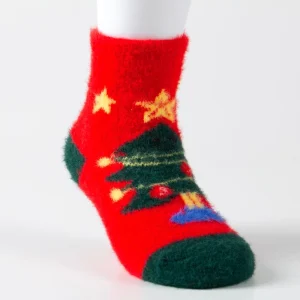 Crew Cartoon Christmas Socks Anti-Bacterial Thick Fuzzy Fluffy Socks Personalized Santa Snowman Gift