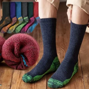 Crew Cashmere Merino Wool Socks Thick Warm Eco-Friendly Casual Sports Ski Hiking Thermal Mens Athletic Winter