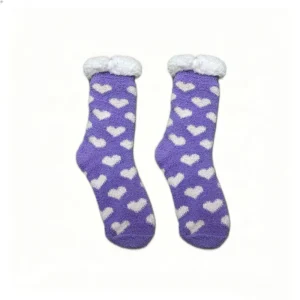 Crew Compression Transparent Anti Slip Nordic Snowflake Floor Socks for Ladies Daily Use
