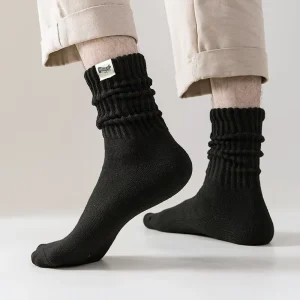 Crew Custom Logo Winter Thick Socken Plain White Black Warm Terry Men Socks
