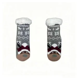 Crew Cute Cartoon Sherpa Lined Cabin Socks for Girls Winter Essential Xmas Snowflake Polka Dot Anti slip Thermal