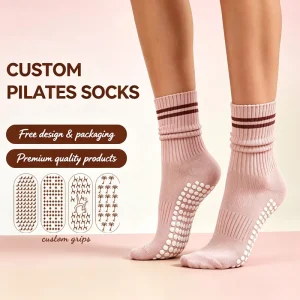 Crew Cute Women Socks Grip Knitted Yoga Grippy Custom Socks Logo Embroidery East Design Pilates Socks