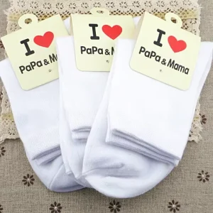Crew Dress Socks for Kids Adults Breathable Anti Bacterial Plain White with Customizable Logo on Bottom or Body