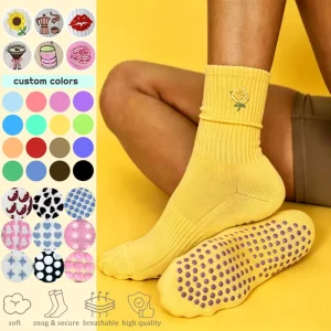 Crew Fashion Combed Cotton Socks Customized Women Socks Ballet Anti Slip Yoga Pilates Custom Socks