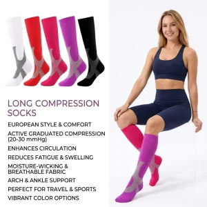 Crew Graduated Compression Socks for Men Women Spring Youth Circulation Recovery OEM