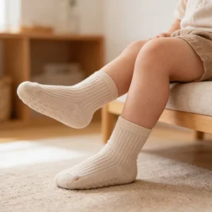 Crew Knitted Cute Solid Color Kids Children Casual Socks Breathable Comfortable Anti Slip Grip Custom