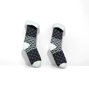 Crew Length Anti Slip Sherpa Lined Christmas Reindeer Indoor Socks for Women Daily Use