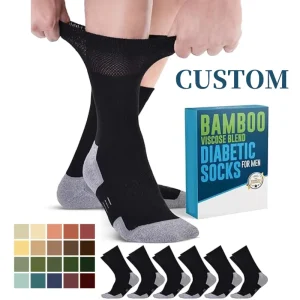 Crew Logo Socks Manufacturer Bamboo Viscose Black Diabetic Socks Men Crew Stretch Top Soft Custom Socks