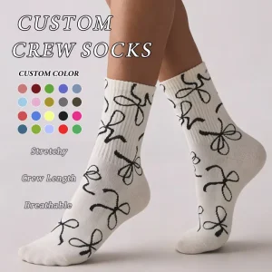 Crew Socks Custom Embroidery Jacquard Knit Men Women Unisex Custom Logo Daily Socks