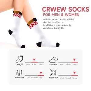 Crew Socks Motorsport Style Breathable With Arch Support Cotton Socks for Running Work and Daily Activities