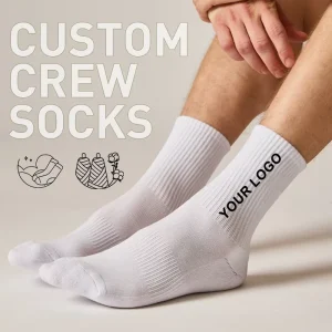 Crew Socks OEM Custom Logo 100% Cotton Moq 100 Pairs Non Slip Cushioned Bulk Socks