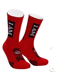 Crew Socks Red Color Men Casual Sock Custom Socks With Design Logo