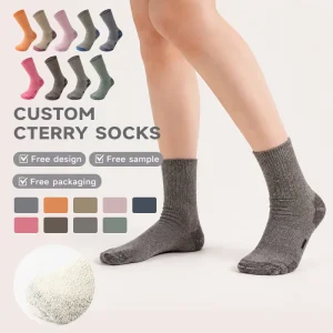 Crew Socks for Men Women Thick Winter Hiking & Ski Socks Terry Loop Merino Wool Solid Pattern Sweat Absorbing & Deodorizing