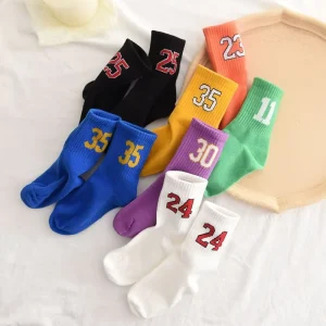 Crew Sport Kids Slip Socks Custom Logo Pattern Kids Graphic Socks Boy Girls Custom Children’s Cotton Socks Breathable