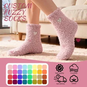 Crew Warm Cosy Fuzzy Socks Premium Quality Women Design Fluffy Socks XY Knitting Logo Customised Custom Socks