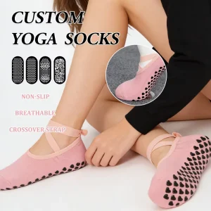 Crisscross Strap Custom Ankle Yoga Socks Non Slip Grips for Bachelorette Yoga Parties