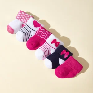 Cross-Border Exclusive 6-Pair Pack Candy-Colored Baby Girls’ Newborn 0-12 Months Spandex/Polyester/Cotton Knitted Winter