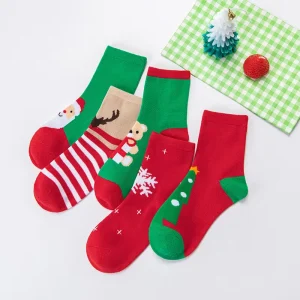 Cross Border Hot Selling Children’s Crew Socks Christmas Stockings Knitted Casual Winter Breathable Butterfly Pattern