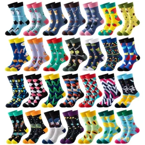 Cross Border New Style Personalized Mid Calf Cotton Polyester Spandex Sweat absorbing Socks Autumn Winter European American Men