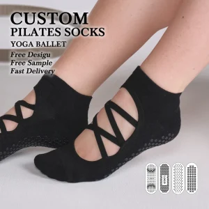 Cross Straps Cotton Women Grip Socks Anti Slip Yoga Ballet Socks Nonslip Sports Design Custom Pilates Socks