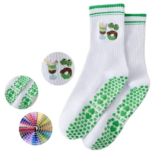 Cross-border Yoga Socks Children’s Mid-tube Model 25803 Non-slip Sweat Absorption Anti-Friction Milk Tea Embroidery Professional