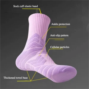 Cushioned Terry Non slip Wear resistant Basketball Socks for Youth Spring Patterned Crew