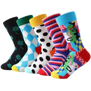 Custom 100% Bamboo Fiber Unisex Business Casual Socks Summer Breathable Funny Novelty Colorful Puzzle Design Bottom Logo