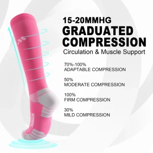 Custom 15-20mmHg Women Compression Socks Breathability Personalized Knee High Sports Compression Socks