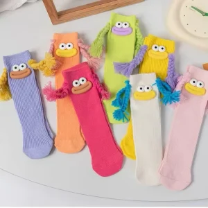 Custom 3D Cute and Funny Little Ponytail with Mid-calf Socks Kids’ Cotton Socks Summer Thin Cute Socks