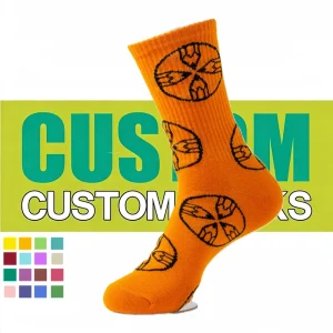 Custom Accept Comfortable Moisture Control Skin-Friendly 82% Cotton Knitted Crew Jacquard Socks for Running Gym