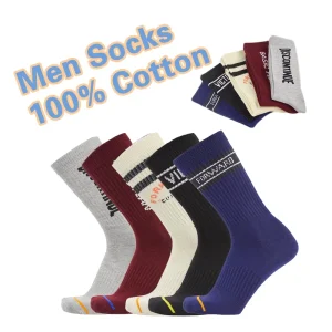 Custom Adult Mens Pure Cotton Pattern Crew Dress Men Socks 100% Cotton