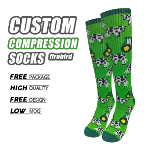 Custom Animal Design Cotton Nylon Spandex Sweat Absorbent & Elastic Compression Unisex Cycling Socks