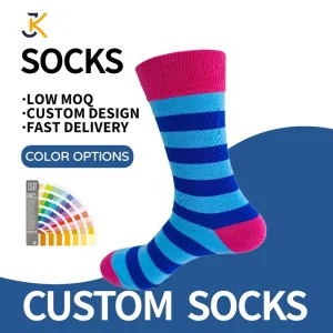 Custom Anti-Slip Casual Christmas Holiday Socks Winter Warm Novelty Colorful Striped Long