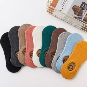 Custom Anti slip Soft Breathable Candy Color Invisible No Show Socks Women