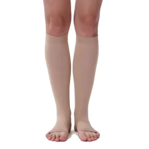 Custom Approved 15-21mmhg Inflight Medical Anti Dvt Compression Socks Toeless Open Toe Nude Socks for Varicose Veins