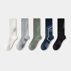Custom Athletic Terry Cotton Cycling Socks Crew Sports Breathable Quick Dry Eco Friendly Print Bottom Logo Men’s Socks