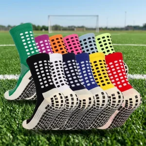 Custom Available Breathable Knitted Sports Socks Customized Pattern Football Socks With Non-Slip Foot Design Soccer Socks Men