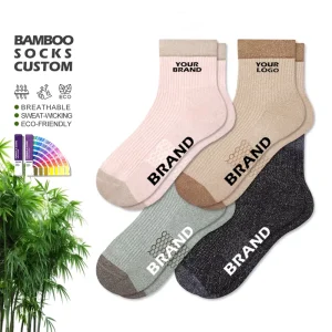 Custom Bamboo Fiber Casual Crew Socks Breathable Knitted Women’s Socks with Logo Autumn Daily Use